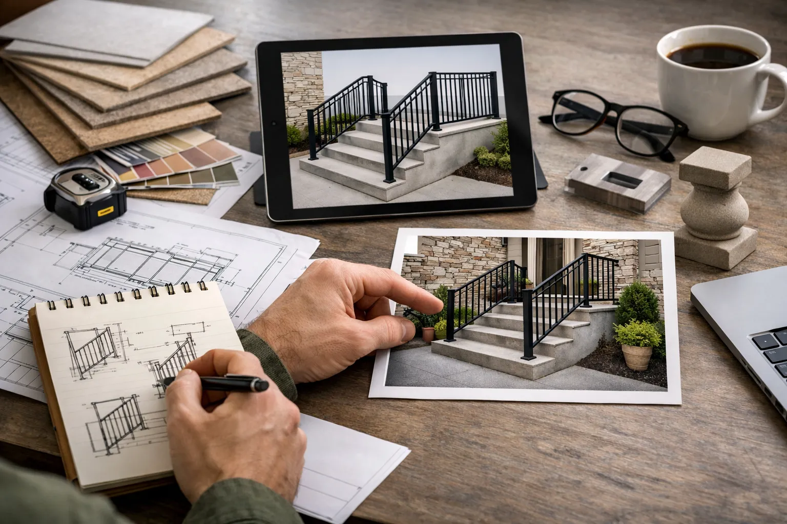 outdoor railings for concrete steps